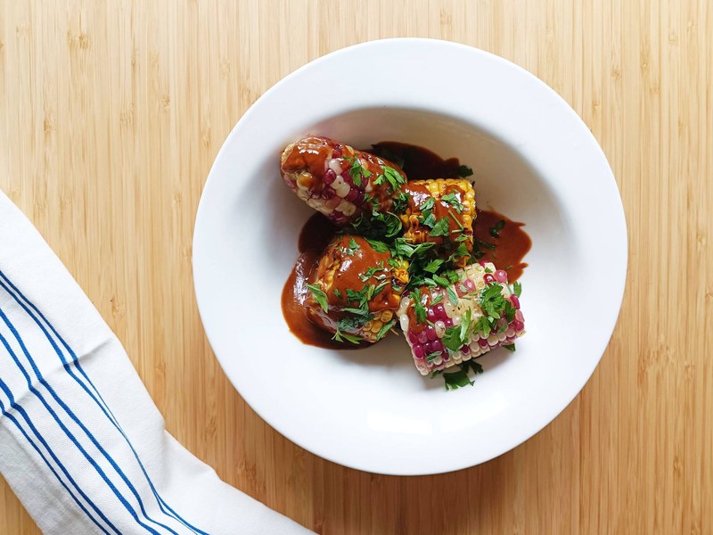 Grilled Corn with Coffee and Miso Sauce