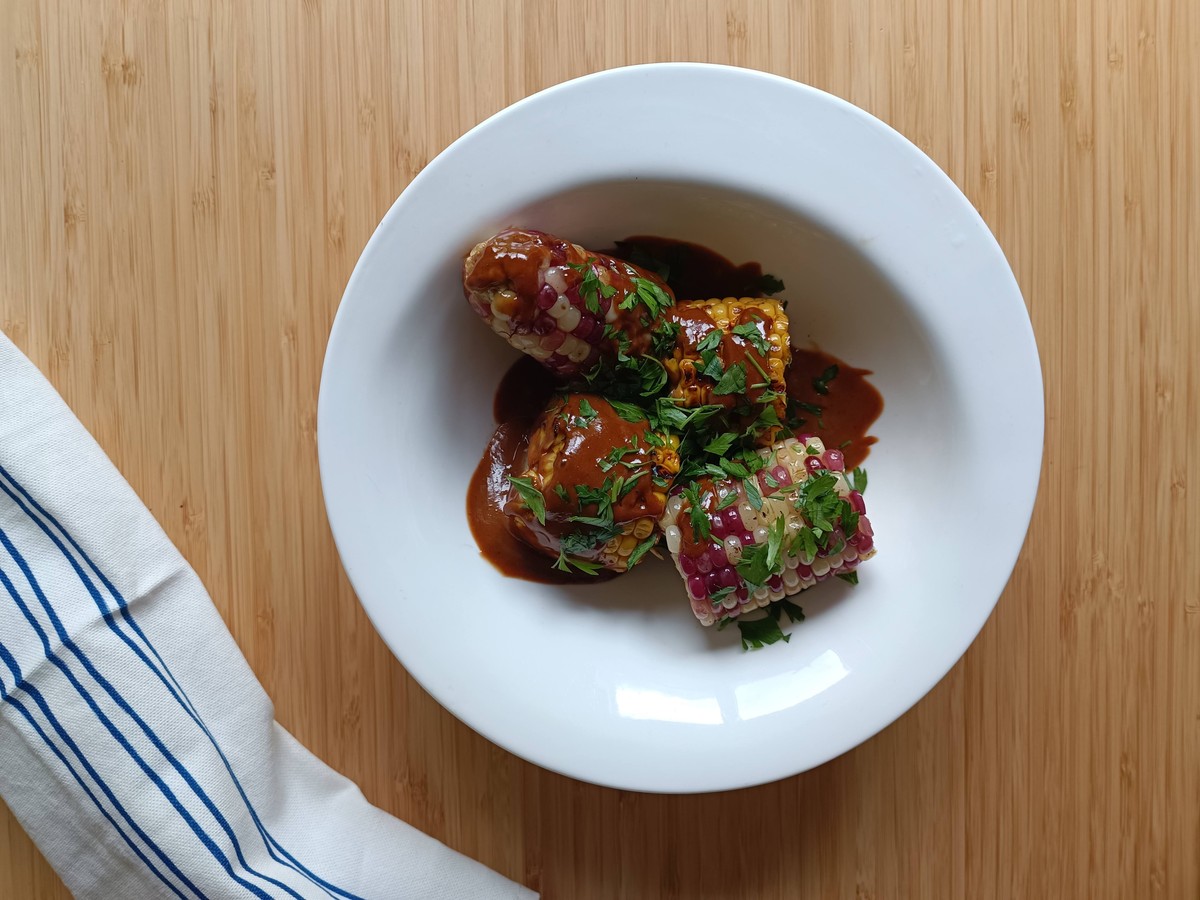 Grilled Corn with Coffee and Miso Sauce